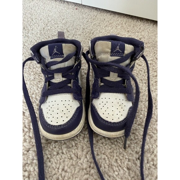 Nike Air Jordan 1 Mid Purple Blueberry baby Sneakers DQ8425 515 - SZ 5 C - Picture 4 of 6
